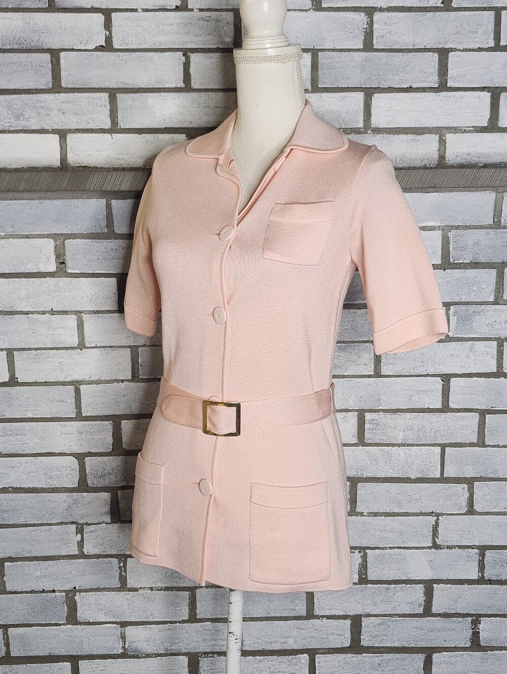 Monelli Women's Vintage Belted Cardigan Sweater 10 Pink Made In Italy Flaws*